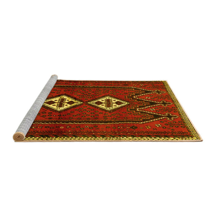 Sideview of Machine Washable Persian Yellow Traditional Rug, wshtr636yw