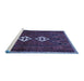 Sideview of Machine Washable Persian Blue Traditional Rug, wshtr636blu