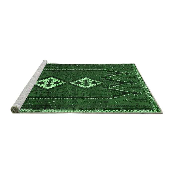 Sideview of Machine Washable Persian Emerald Green Traditional Area Rugs, wshtr636emgrn