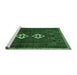 Sideview of Machine Washable Persian Emerald Green Traditional Area Rugs, wshtr636emgrn