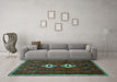 Machine Washable Persian Turquoise Traditional Area Rugs in a Living Room,, wshtr636turq