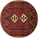 Round Machine Washable Persian Brown Traditional Rug, wshtr636brn