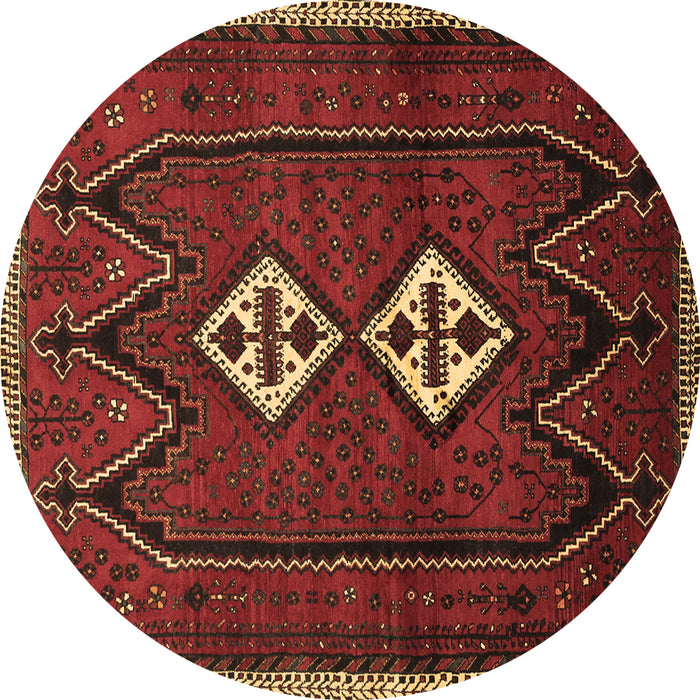 Round Persian Brown Traditional Rug, tr636brn