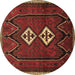 Round Persian Brown Traditional Rug, tr636brn