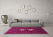 Machine Washable Persian Pink Traditional Rug in a Living Room, wshtr636pnk