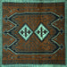 Square Persian Turquoise Traditional Rug, tr636turq