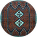 Round Persian Light Blue Traditional Rug, tr636lblu