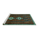 Sideview of Machine Washable Persian Turquoise Traditional Area Rugs, wshtr636turq