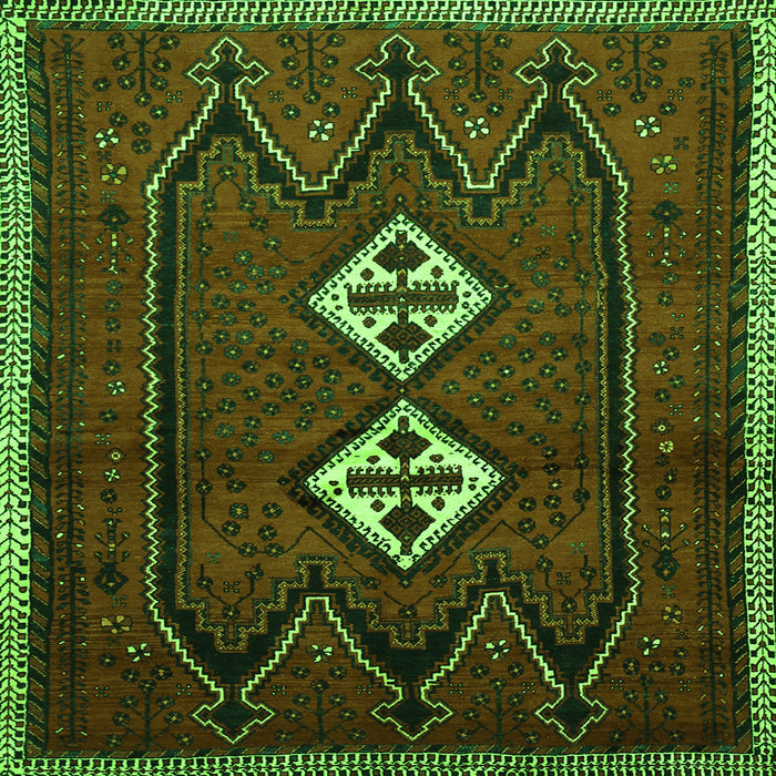 Round Machine Washable Persian Green Traditional Area Rugs, wshtr636grn