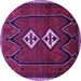 Round Machine Washable Persian Purple Traditional Area Rugs, wshtr636pur