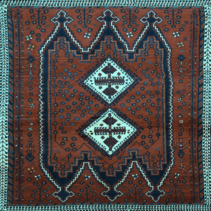 Square Machine Washable Persian Light Blue Traditional Rug, wshtr636lblu