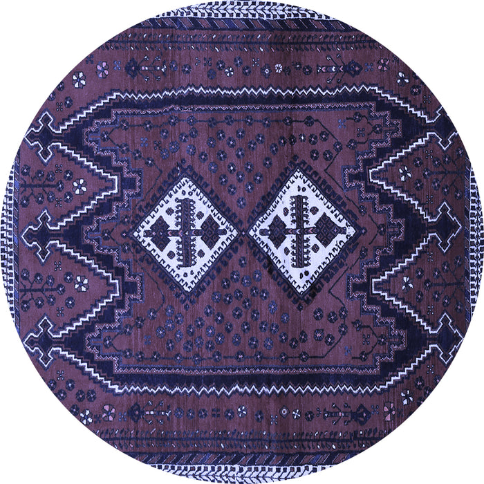 Round Persian Blue Traditional Rug, tr636blu