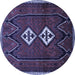 Round Persian Blue Traditional Rug, tr636blu