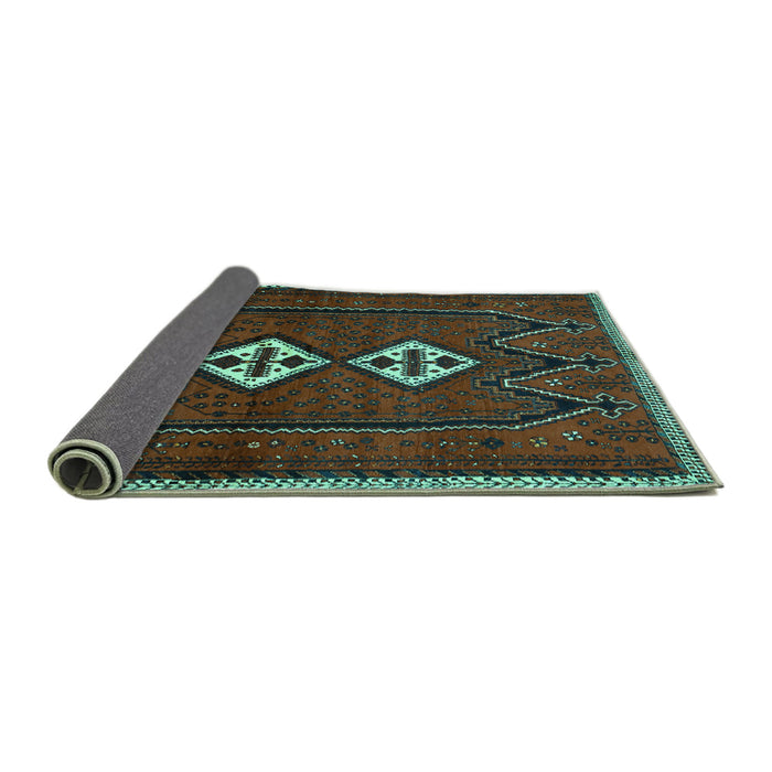 Sideview of Persian Turquoise Traditional Rug, tr636turq