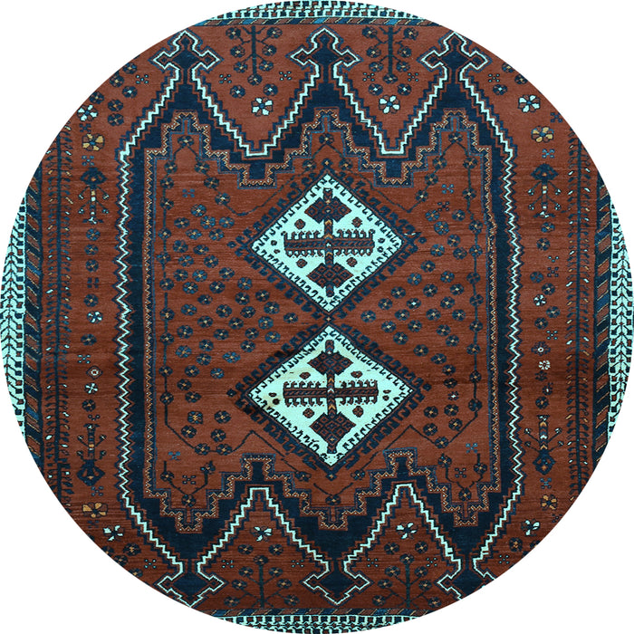 Round Machine Washable Persian Light Blue Traditional Rug, wshtr636lblu