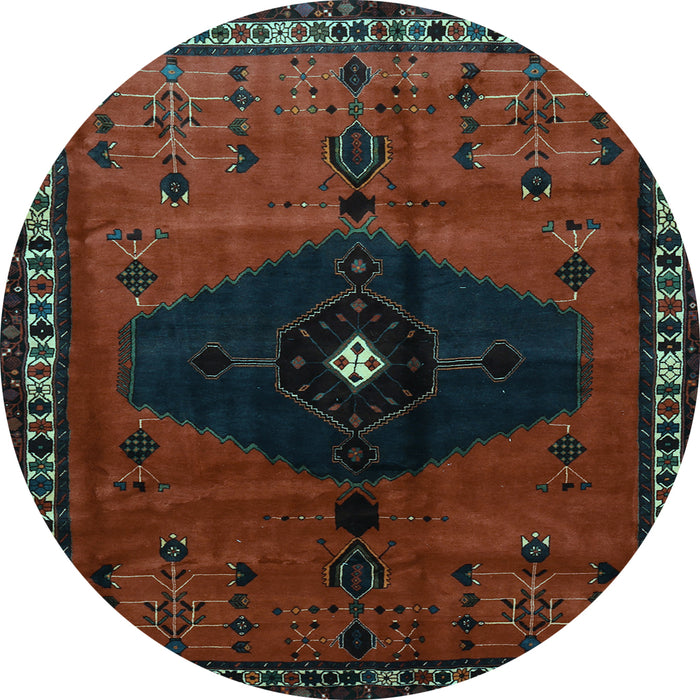 Round Machine Washable Persian Light Blue Traditional Rug, wshtr637lblu