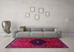 Machine Washable Persian Pink Traditional Rug in a Living Room, wshtr637pnk