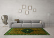 Machine Washable Persian Green Traditional Area Rugs in a Living Room,, wshtr637grn