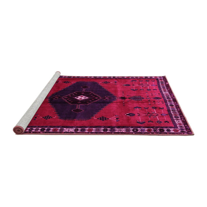 Sideview of Machine Washable Persian Pink Traditional Rug, wshtr637pnk