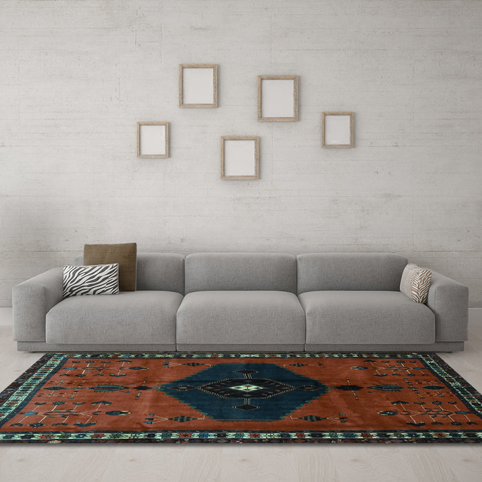 Machine Washable Persian Light Blue Traditional Rug in a Living Room, wshtr637lblu