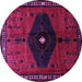 Round Persian Purple Traditional Rug, tr637pur