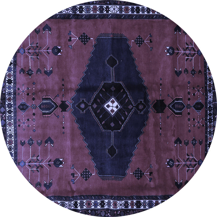Round Persian Blue Traditional Rug, tr637blu