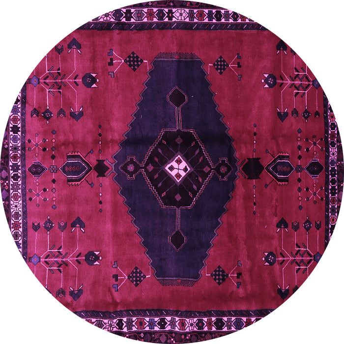 Round Machine Washable Persian Purple Traditional Area Rugs, wshtr637pur