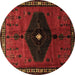 Round Persian Brown Traditional Rug, tr637brn