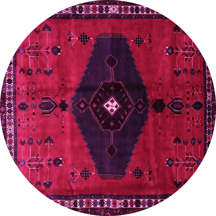 Round Machine Washable Persian Pink Traditional Rug, wshtr637pnk