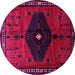 Round Machine Washable Persian Pink Traditional Rug, wshtr637pnk