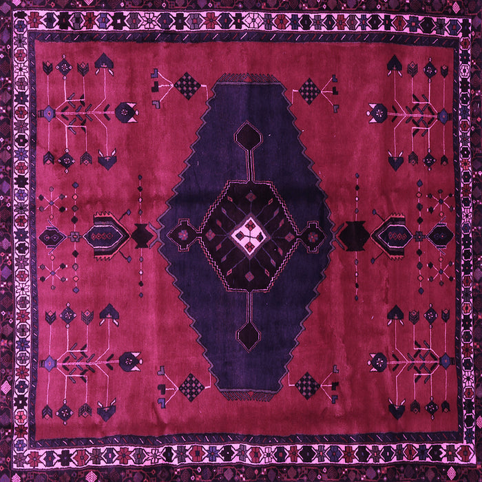Square Machine Washable Persian Purple Traditional Area Rugs, wshtr637pur