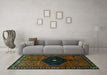 Machine Washable Persian Turquoise Traditional Area Rugs in a Living Room,, wshtr637turq