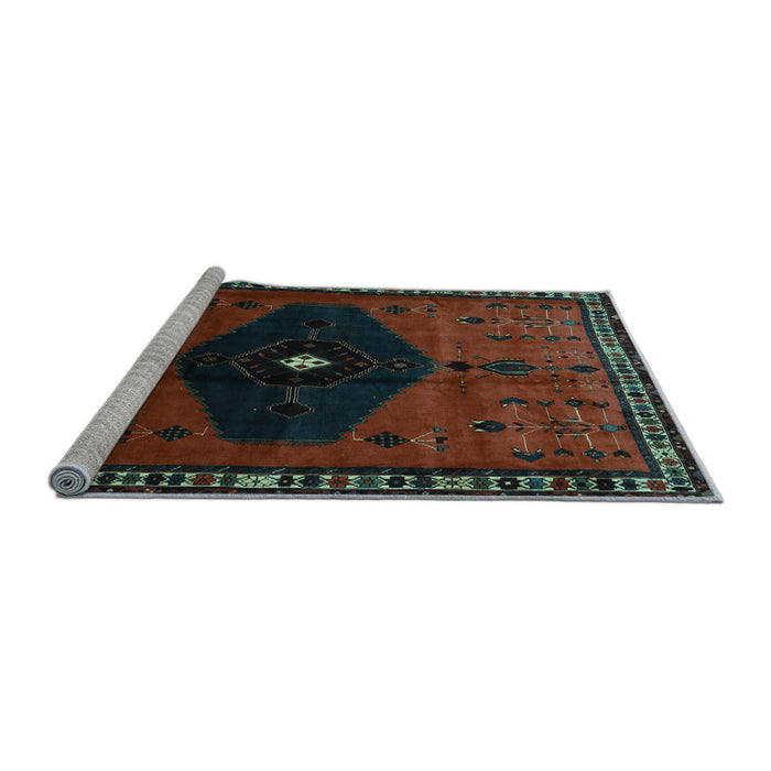 Sideview of Machine Washable Persian Light Blue Traditional Rug, wshtr637lblu
