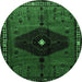 Round Persian Emerald Green Traditional Rug, tr637emgrn