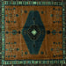 Square Machine Washable Persian Turquoise Traditional Area Rugs, wshtr637turq