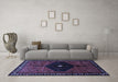 Machine Washable Persian Blue Traditional Rug in a Living Room, wshtr637blu