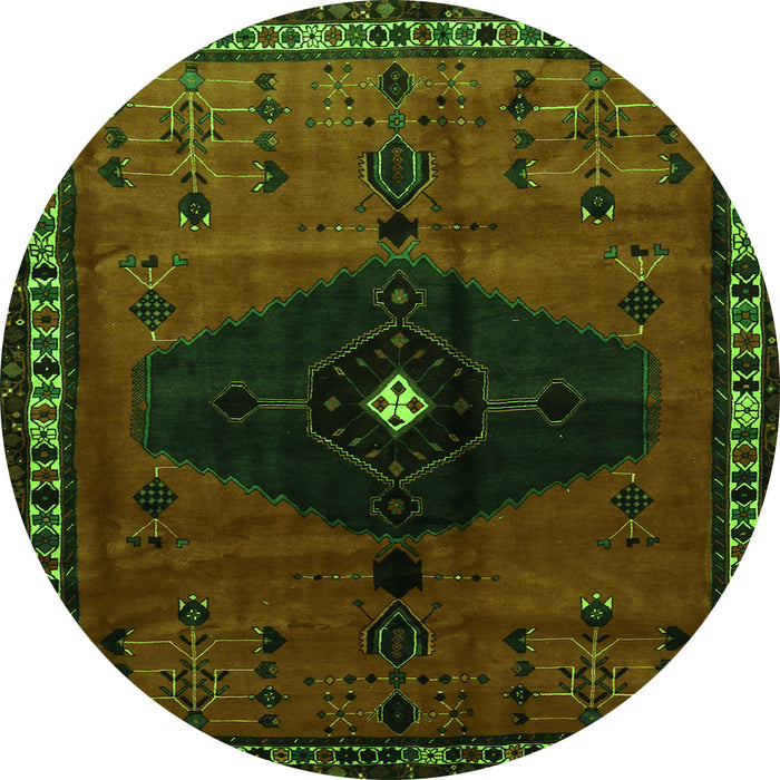 Square Persian Green Traditional Rug, tr637grn