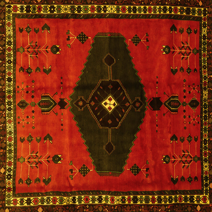 Square Machine Washable Persian Yellow Traditional Rug, wshtr637yw