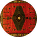 Round Persian Yellow Traditional Rug, tr637yw