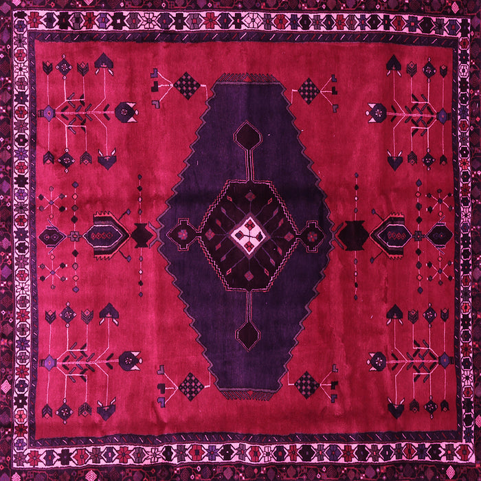 Square Machine Washable Persian Pink Traditional Rug, wshtr637pnk