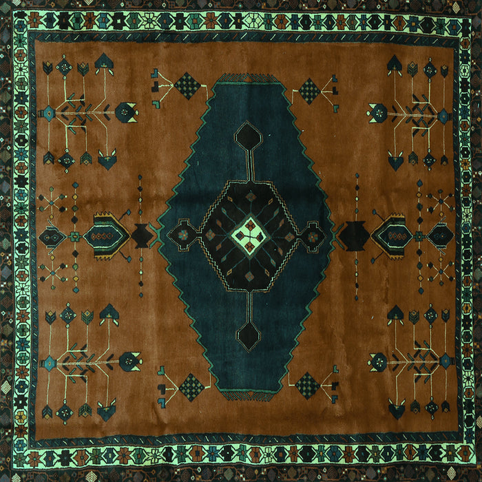 Square Persian Turquoise Traditional Rug, tr637turq