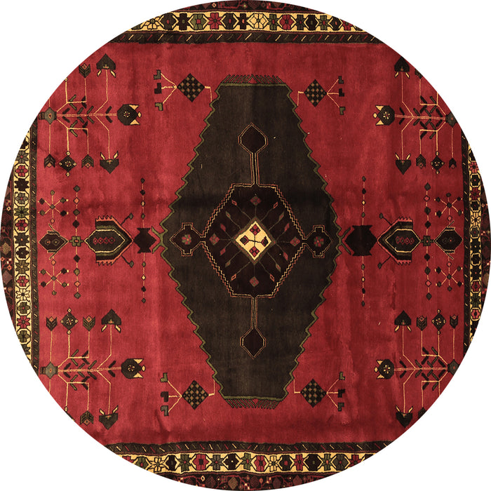 Round Machine Washable Persian Brown Traditional Rug, wshtr637brn