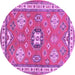 Round Geometric Purple Traditional Rug, tr638pur