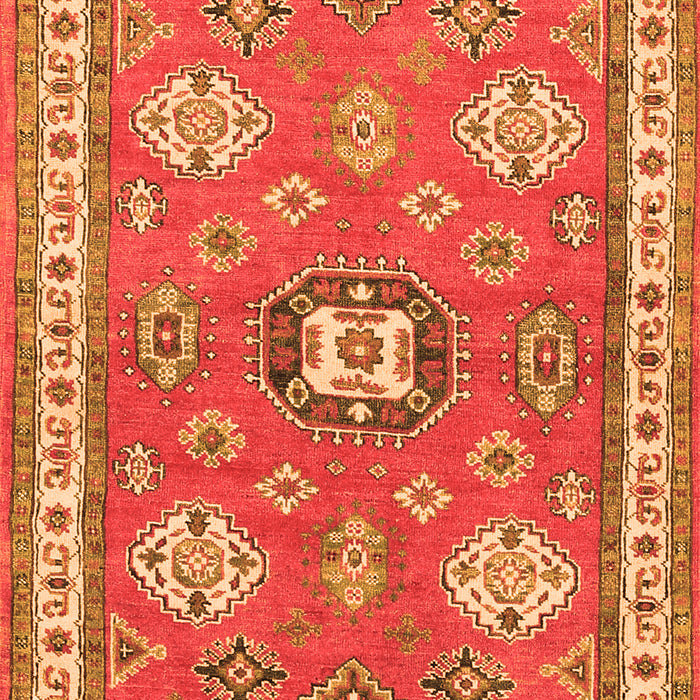 Serging Thickness of Machine Washable Geometric Orange Traditional Area Rugs, wshtr638org