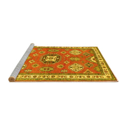 Sideview of Machine Washable Geometric Yellow Traditional Rug, wshtr638yw