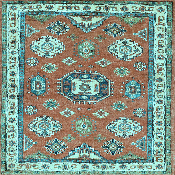 Square Machine Washable Geometric Light Blue Traditional Rug, wshtr638lblu