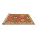 Sideview of Machine Washable Geometric Brown Traditional Rug, wshtr638brn