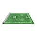 Sideview of Machine Washable Geometric Emerald Green Traditional Area Rugs, wshtr638emgrn