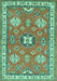 Geometric Turquoise Traditional Rug, tr638turq