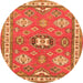 Machine Washable Geometric Orange Traditional Area Rugs, wshtr638org